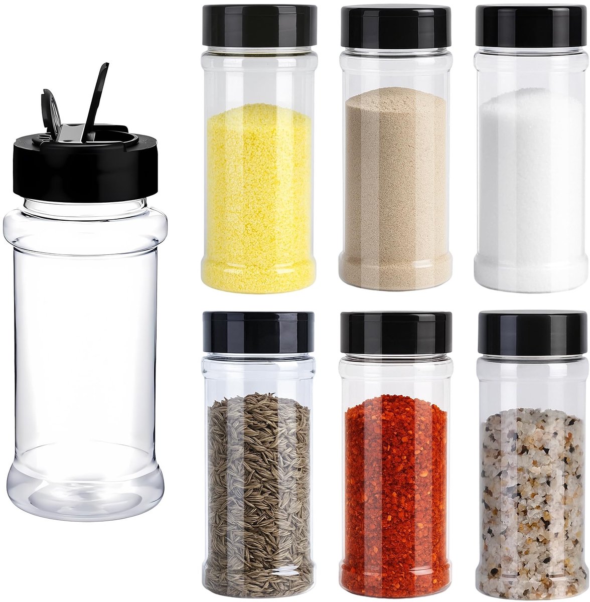 Dailygoods- Kruidenpotjes Transparant - 7 Stuks - Luchtdicht - Organisatie - Keukenopslag - Makkelijk te Vinden - Specerijpotjes