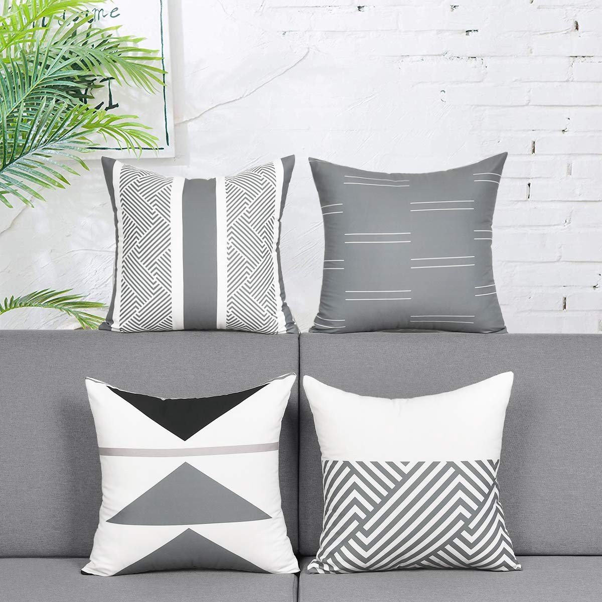 Dailygoods- Kussenslopen Set van 4 - 45x45 cm - Decoratieve Kussenslopen - Geometrisch Patroon - Polyester - Milieuvriendelijk Materiaal - Kussenhoes