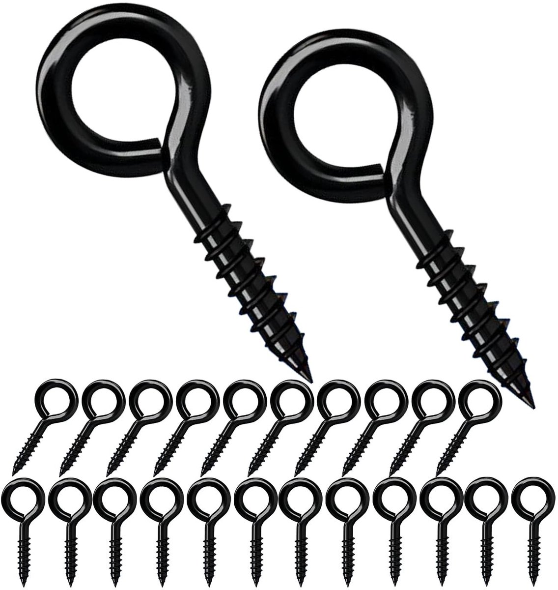 Dailygoods - 20 Stuks Oogschroeven 40 mm - Zwart - Voor Hangen van Lichte Voorwerpen