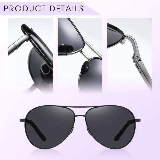 Dailygoods- Zonnebril Heren Gepolariseerd - UV400 Bescherming - Piloten Zonnebril - Antireflecterende Glazen - Lichtgewicht - Metalen Frame - Zonnebrillen van Dailygoods — afbeelding 4