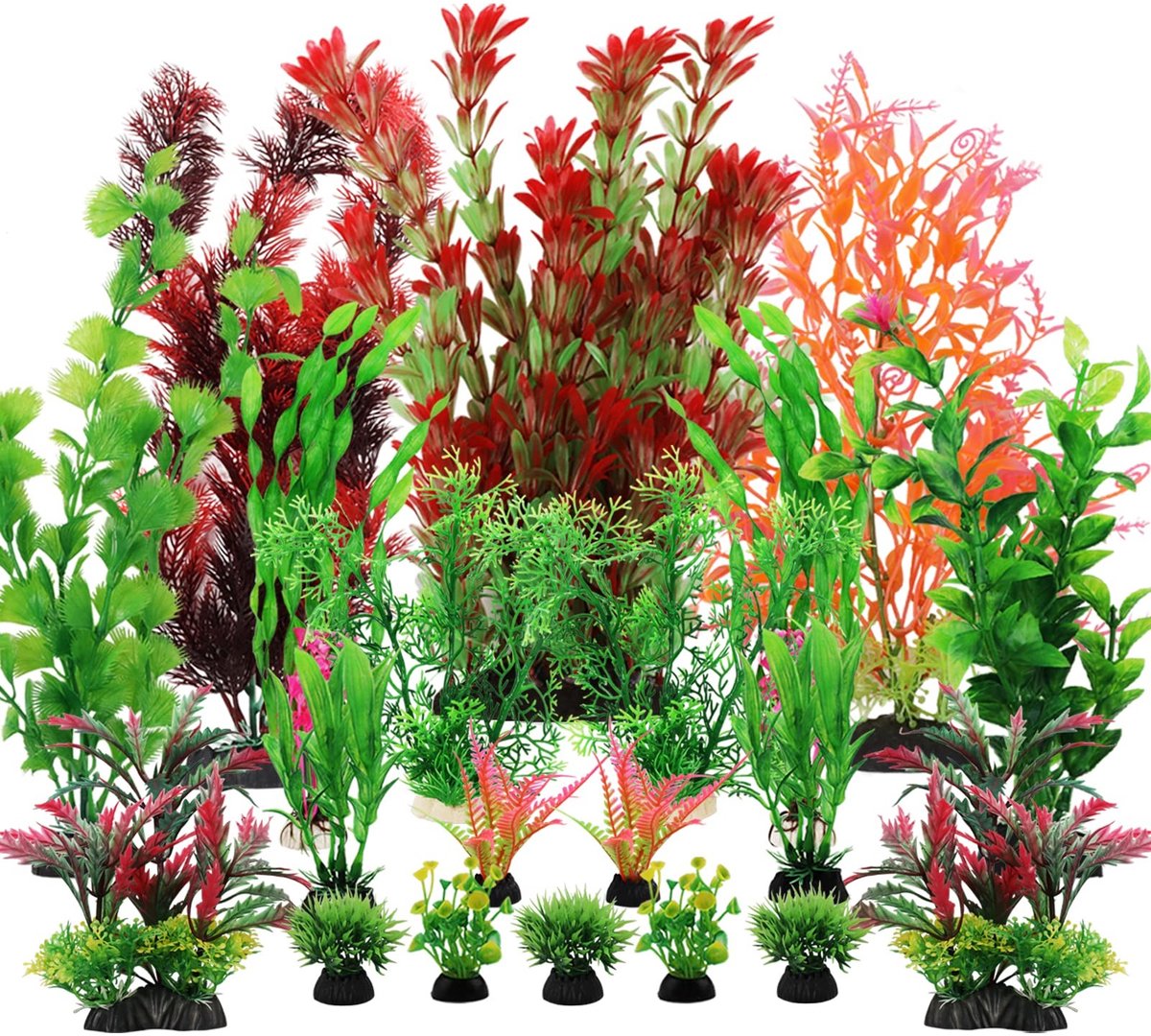 Set van 20 Kleurrijke Aquariumdecoraties van Plastic Planten voor Kleine en Grote Aquaria