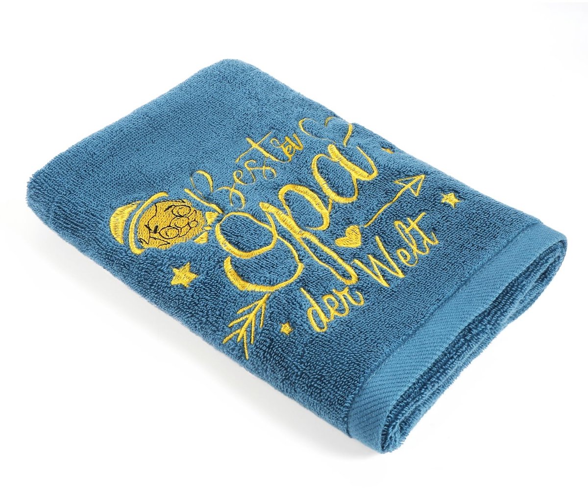 Dailygoods- Handdoek 35 x 75 cm - Opa Cadeau - Douchehanddoek - Katoen - Gouden Borduurwerk - Charmant Ontwerp - Badhanddoek