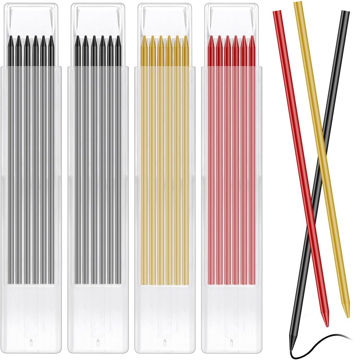 Dailygoods- Potloodvullingen 24 Stuks - 2,8 mm Navulling - Waterdichte Grafiet - Timmermanspotloden - Opbergdozen - Duurzaam en Stevig - Timmermanspotlood