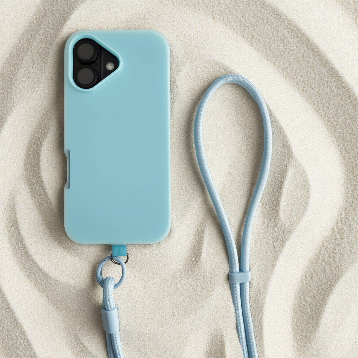 iPhone 17 Hoesje met Verstelbaar Telefoonkoord – Ice Cream Bar Design Case – Frost Look 2-Laags Beschermhoes – Draagbaar om Nek of Schouder - Blauw
