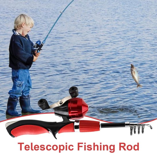 Kinder Telescoop Hengel - Uitschuifbare Vishengel - Buiten Avontuur - Antislip Handvat - 160 cm Lengte - Rood van Kinder — afbeelding 4