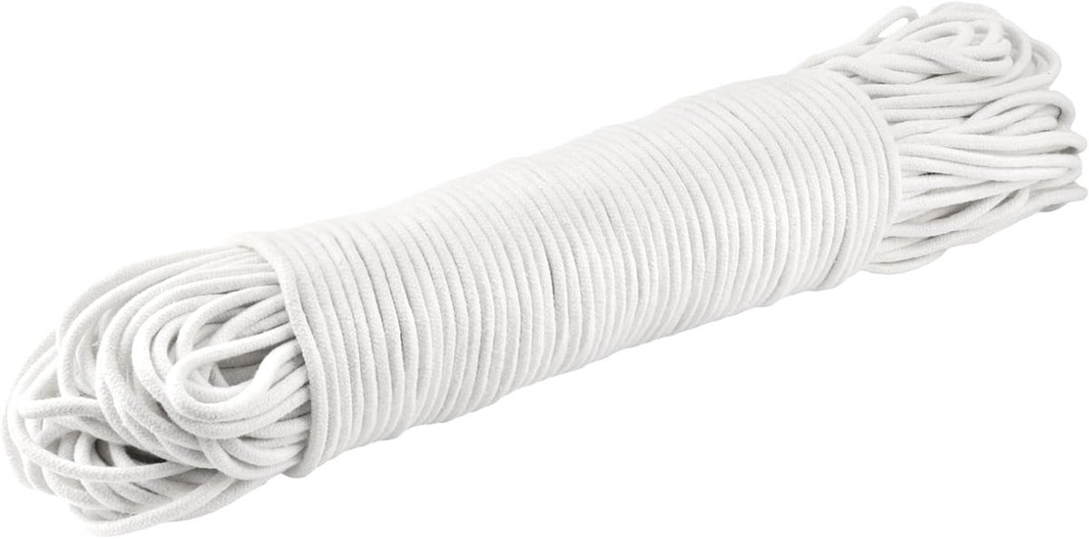 Zacht katoenen touw 100 m x 6 mm, wit gevlochten koord voor handwerk, decoratie en tuinprojecten