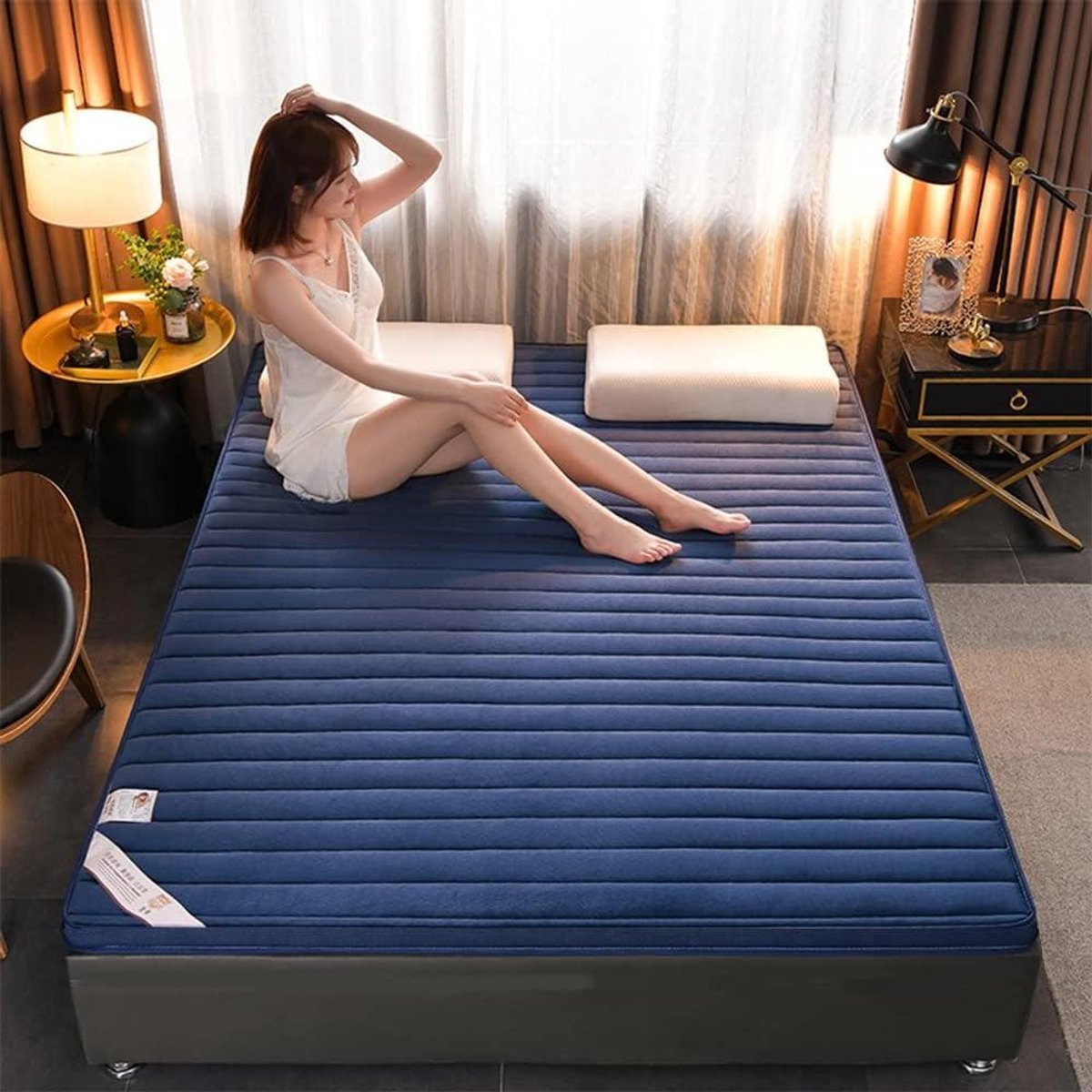 Vloermatras - Gevoerde Tatami - Comfortabel Slapen - 5-laags Ontwerp - 90x200cm - Blauw