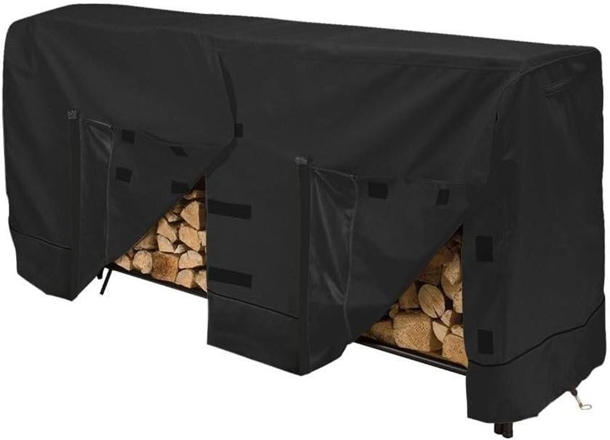 Houtopslaghoes - Brandhout beschermhoes - Buiten opslaan - Waterdicht Oxford - 244 x 61 x 107 cm - Zwart