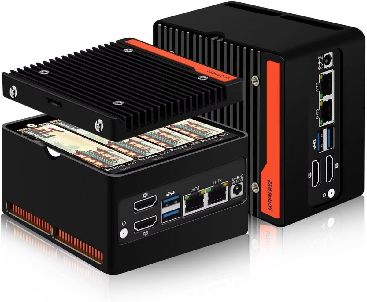 Mini PC NAS - Microcomputer Firewall Apparaat - Netwerkopslag Bouwen - 4x M.2 NVME Sleuven