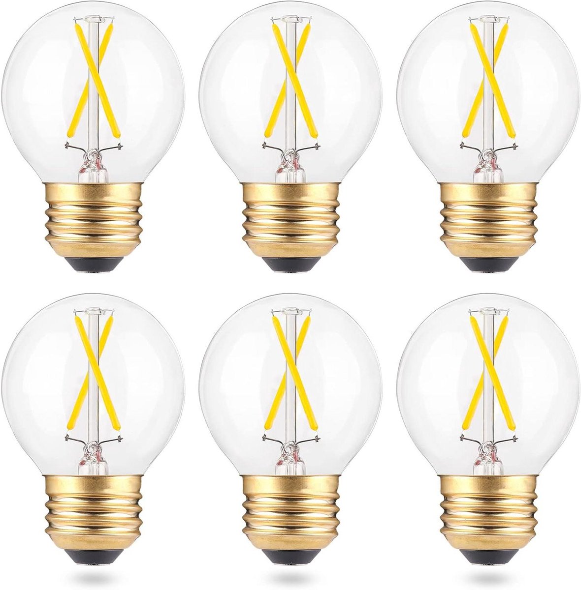 Plafondventilator Lamp - Globe LED - Sfeervol Licht - Energiezuinig 2W - 6 Stuks - Helder Glas