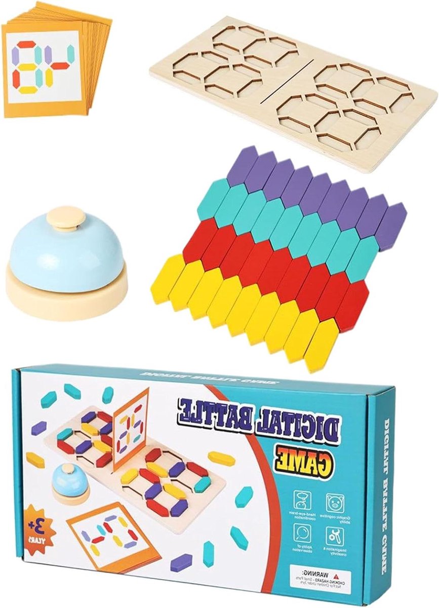 Houten Puzzels - Getallen Blokken - Cognitieve Groei - Kindveilige Afwerking - 32 x 16 cm - Nummers
