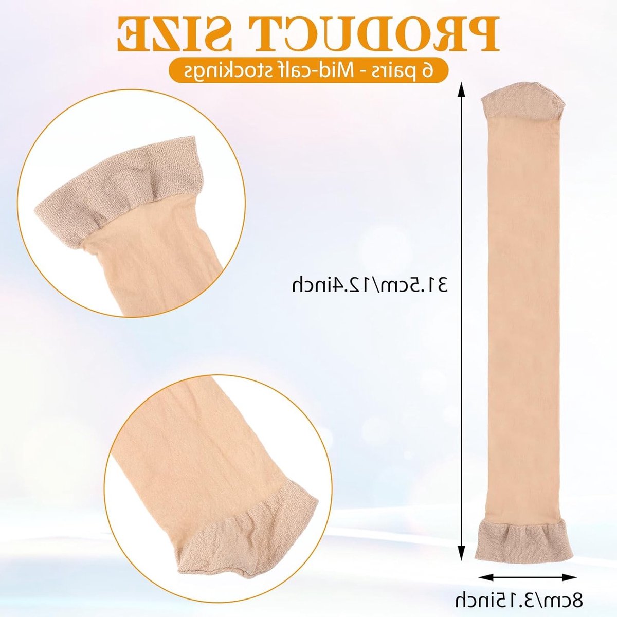 6 Paar Nylon Kousen voor Dames, Ideaal voor Dagelijks Gebruik en Dansfeesten, M-L, Huidskleur, Comfortabele en Ademend Nylon Sokken