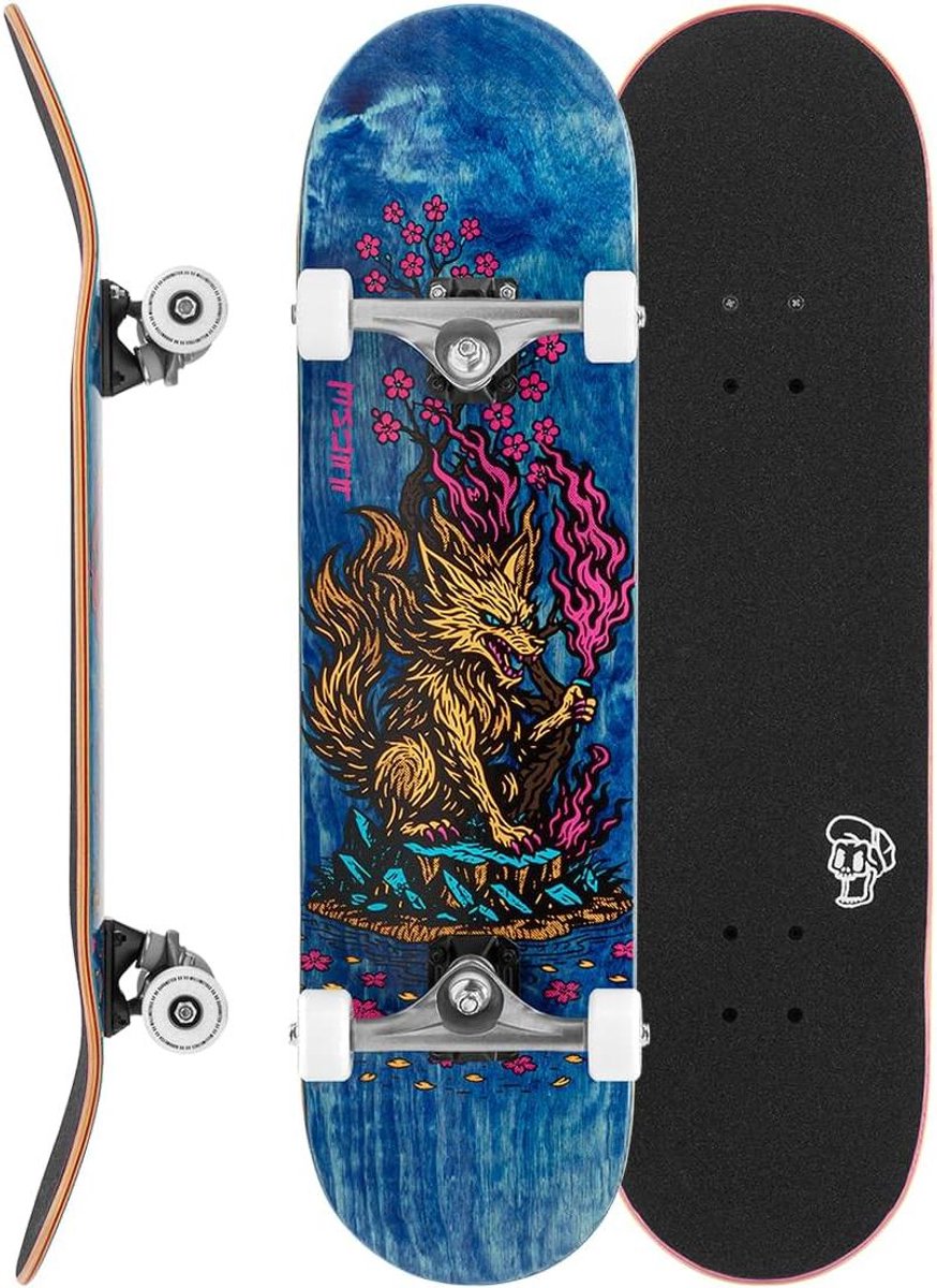 Compleet Skateboard Beginners Board Straat Skaten 7-laags Esdoorn Dek 8.25 x 32 Inch Kitsune