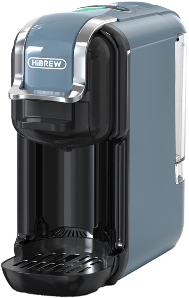 HiBREW 5-in-1 multifunctionele koffiezetapparaat voor warme en koude dranken, cappuccino en Nespresso-compatibel, compact ontwerp, ESE-pads en gemalen koffie, cafetaria, 20 bar, H2B grijs