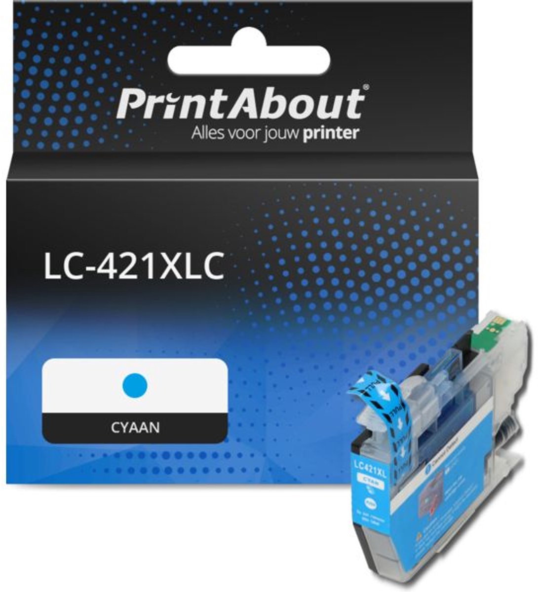 PrintAbout huismerk Inktcartridge LC-421XLC Cyaan Hoge capaciteit geschikt voor Brother