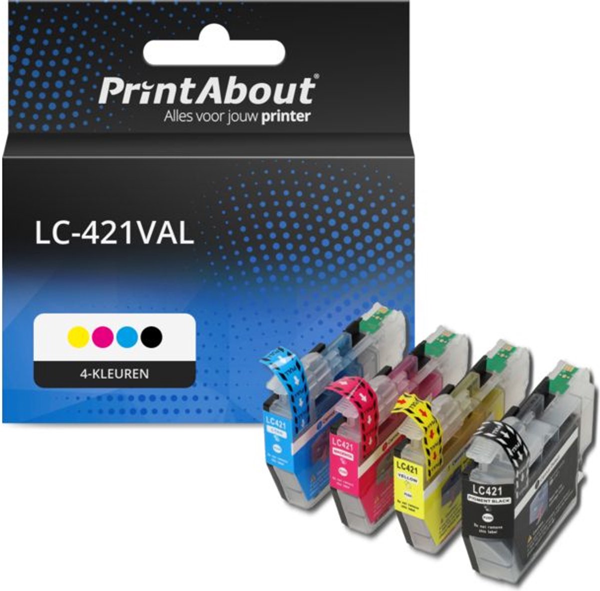 PrintAbout huismerk Inktcartridge LC-421VAL 4-kleuren Multipack geschikt voor Brother