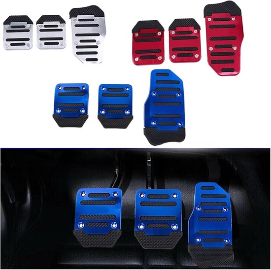 Voetpedaalhoezen Set - Antislip Pedaal Covers - Veiliger Rijden - Universele Pasvorm - 3 Stuks - Rood — afbeelding 2
