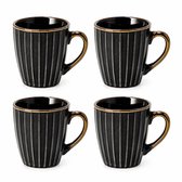 Koffiemokken 200ml Set van 4 – Zwart Gouden Mokken met Oor – Keramische Koffiemokken, Cappuccino Kopjes, Koffiekopjes, Theekopjes en Koffiebekers