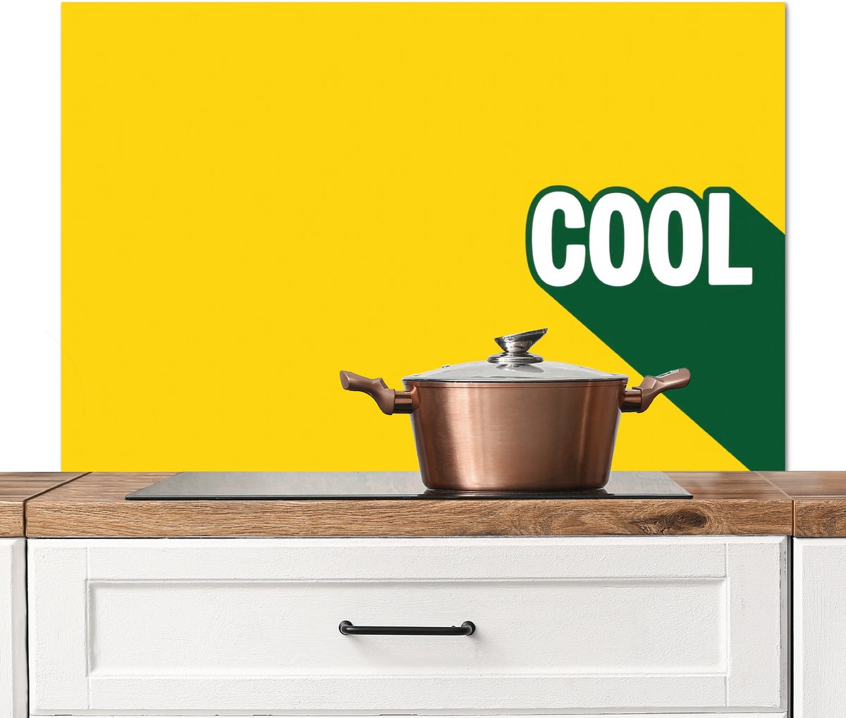 KitchenYeah Spatscherm keuken 100x65 cm Kookplaat achterwand Cool Geel Groen Muurbeschermer Spatwand fornuis Hoogwaardig aluminium