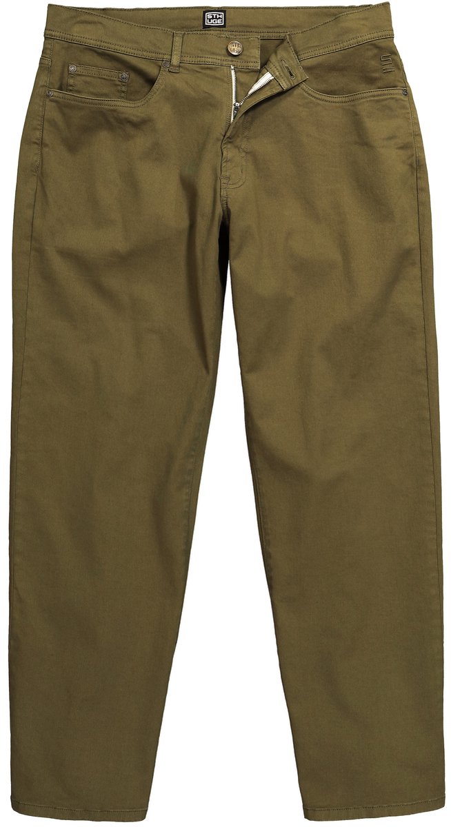 STHUGE - Heren - broek extra wijde Baggy Fit twill 5-pocket tot 72 - Dennengroen - Maat 72