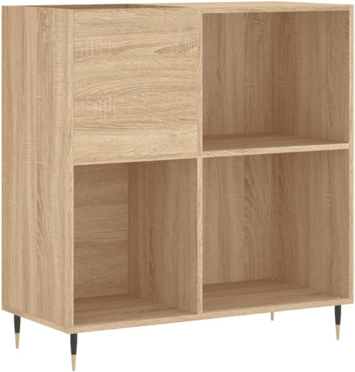 QIN® Platenspeler Kast - Platenspeler Meubel - Ip Kast - 85x38x89cm - Sonoma Eik - Geel - 85cm x 38cm x 89cm