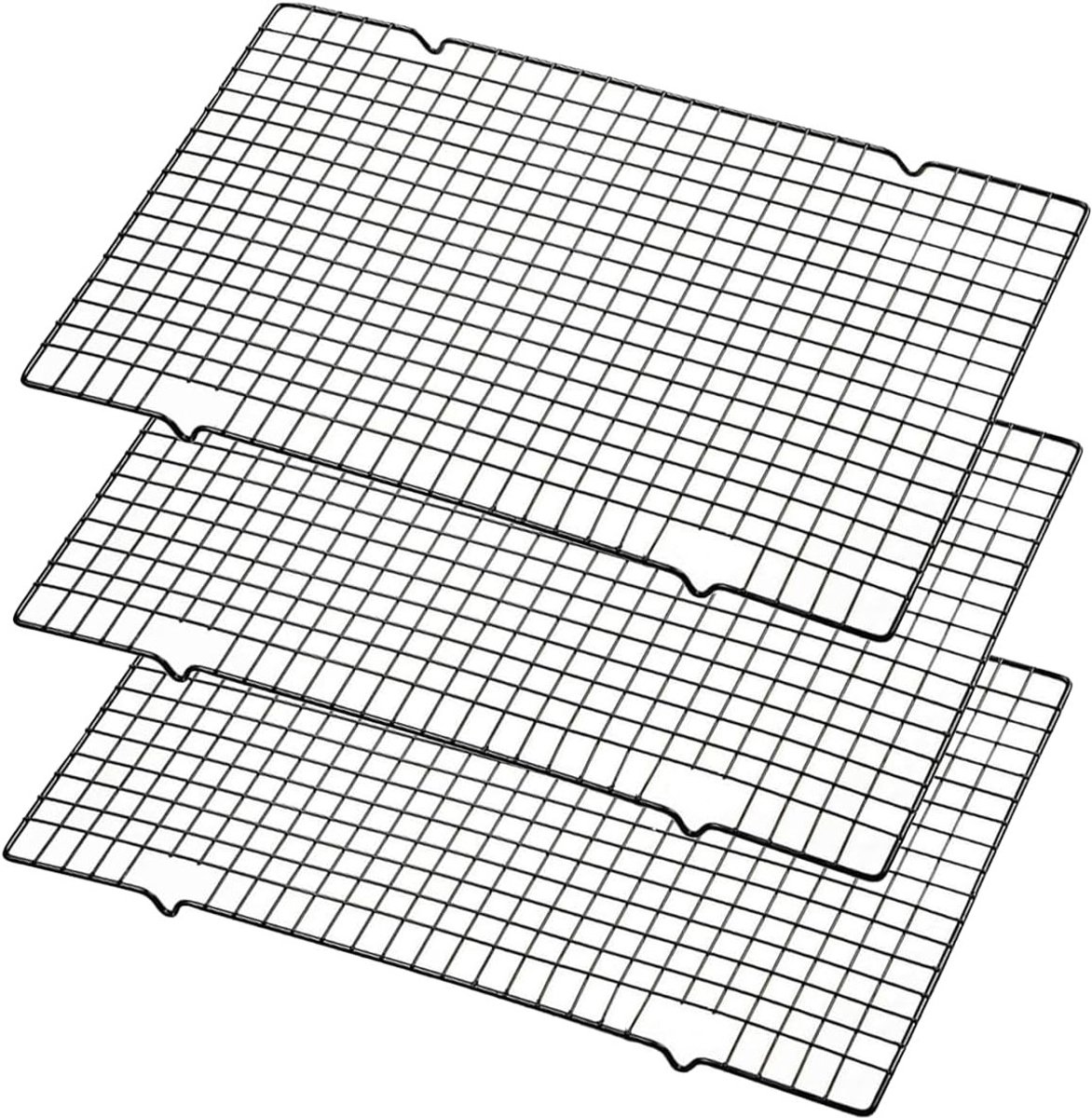 3-delige RVS Koelrooster Set, 40x25 cm, Rectangulaire Bakrooster voor Bakken, Grillen en Drogen, Vaatwasserbestendig en Herbruikbaar