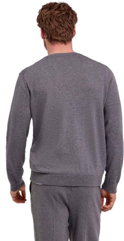 FALKE Basic Cotton Crew Neck elegante klassieker katoen trui heren grijs - maat L