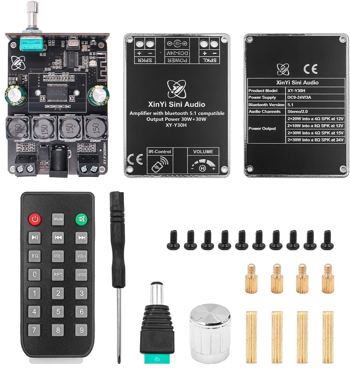 Allecto Bluetooth versterker - 30W+30W stereo versterker - Met afstandsbediening - Digitale eindversterker - Geschikt voor luidsprekers