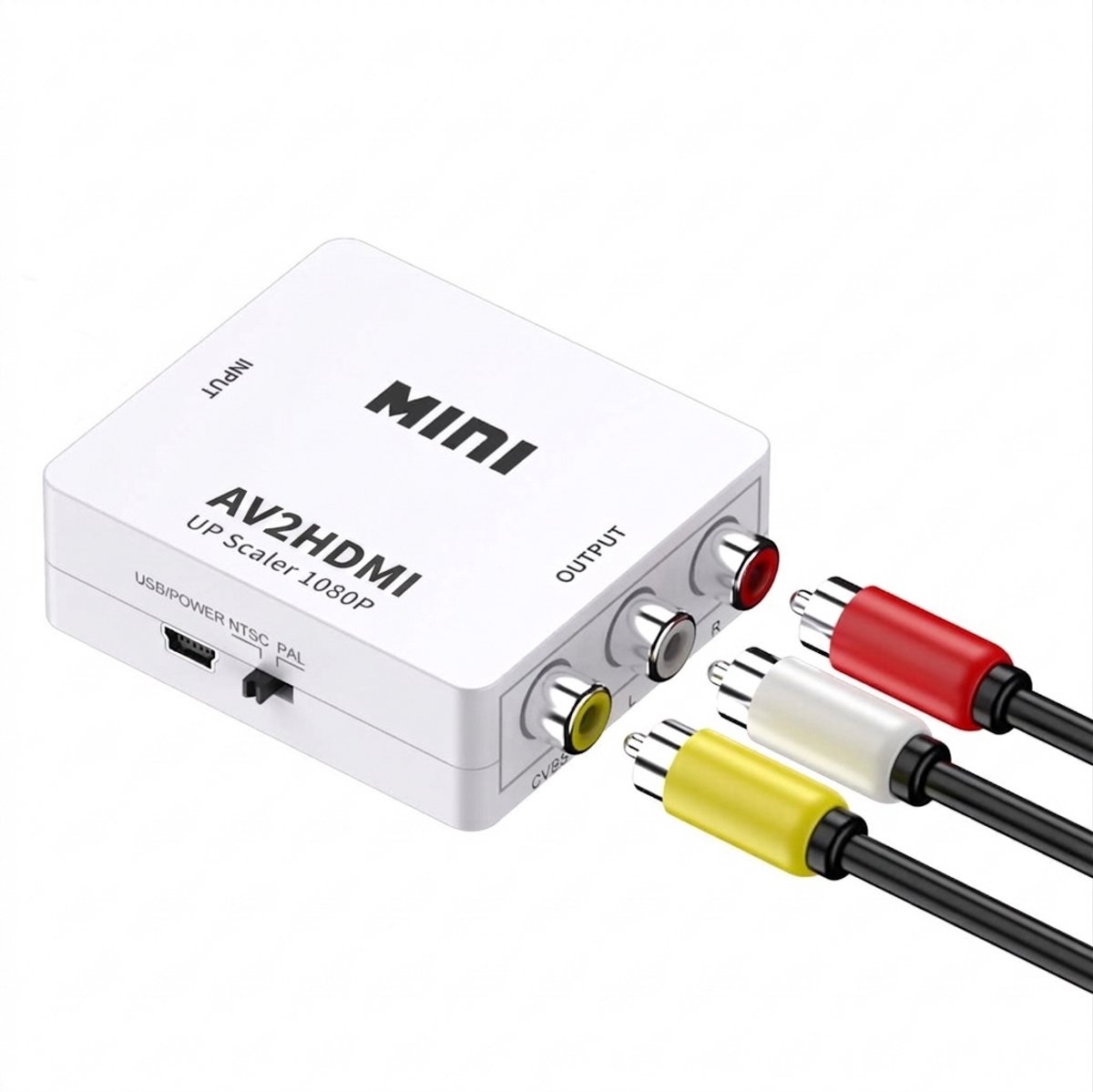 Qost - Tulp Naar HDMI Converter - AV / Composiet RCA to HDMI Audio Video Kabel Adapter Converter - Compatibel met Camera / Xbox 360 / PS2 PS3 / WII / N64 / Gamecube / Snes / PSP (Black)