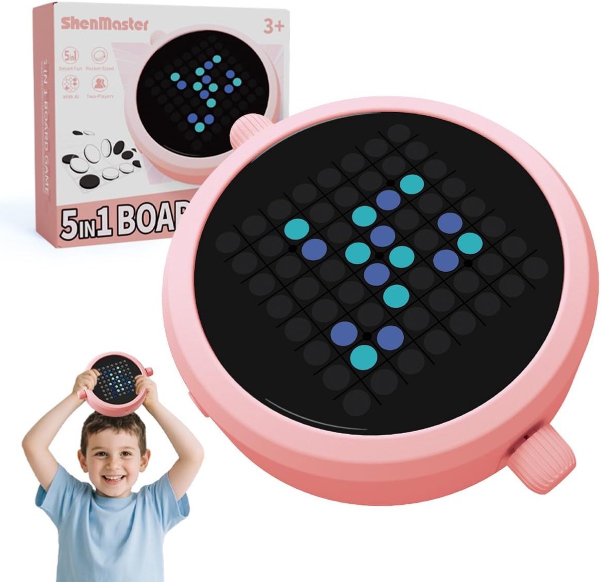 Breinbrekers 5in1 LED Spelconsole - Educatief Speelgoed - Compact - Roze - 5 Slimme Spellen