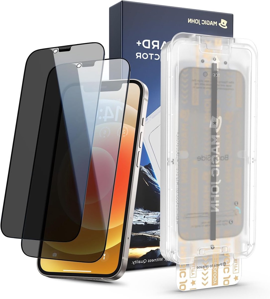 Set van 2 iPhone 12/12 Pro Screenprotectors met Schokbestendig Gehard Glas, Anti-Spy Functie en Eenvoudige Installatie