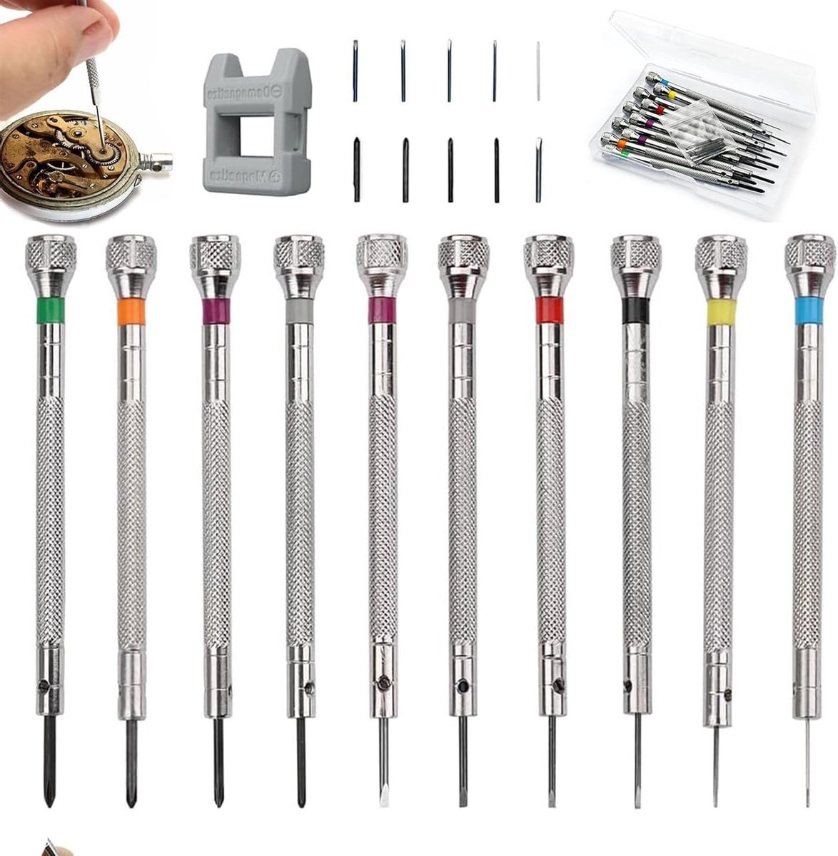 Precisie Schroevendraaierset voor Horlogemakers - 10 Stuks, Ideaal voor Horloge Reparatie en Onderhoud