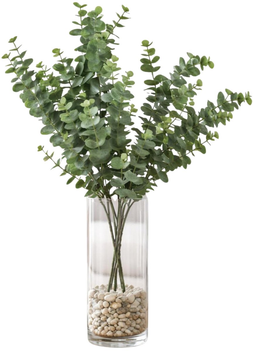 Mica Decorations Kunstbloem - 4x - Eucalyptus kunsttak - grijs/groen - 65 cm - decoratie