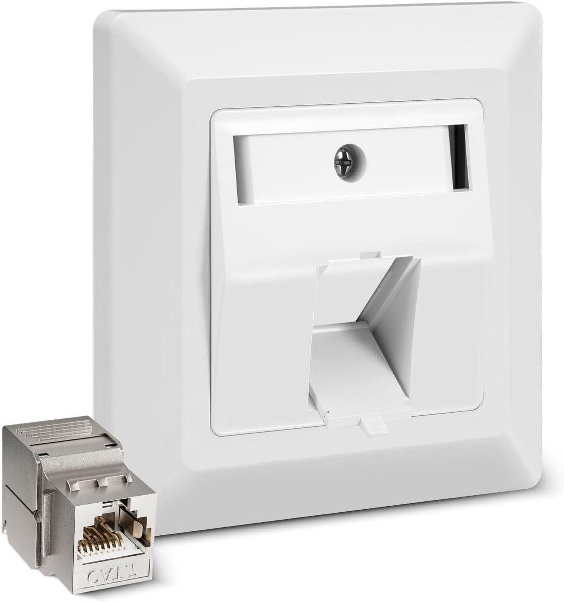 RUIZHI 1-Port CAT 7 Network Box, Flush-Mounted Socket, Universal, 10 Gbit/s, Keystone RJ45, Flush-Mounted Box - ShopVlot