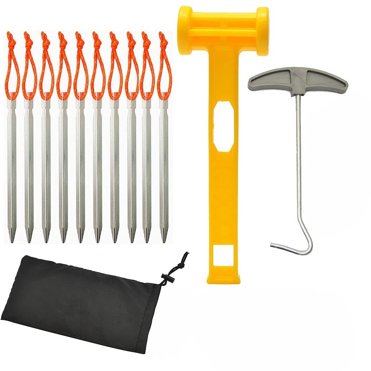 Allecto - Aluminium Tentstokken Set - Lichte Tentstokken - Inclusief Hamer en Nageltrekker - Zilver - Eenvoudig Kamperen - Voor Alle Kampeerders