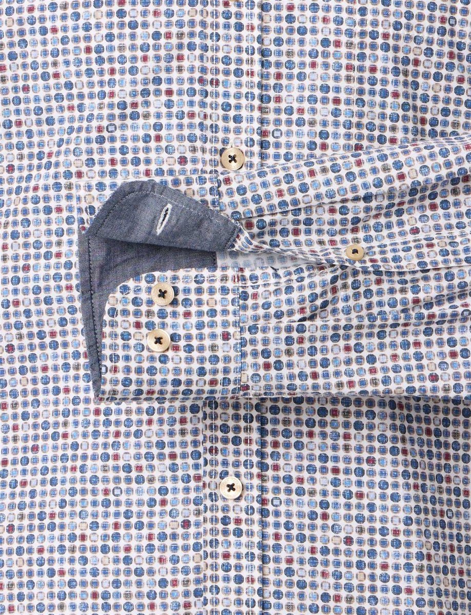 modieus blauw geprint Casa Moda casual fit overhemd