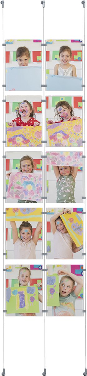 Artiteq Display It Fixed Presentatiesysteem - Complete Set - Wand- en Plafondmontage - Dubbelzijdig - Voor Etalage en Vitrine - Retail, Makelaars en Horeca