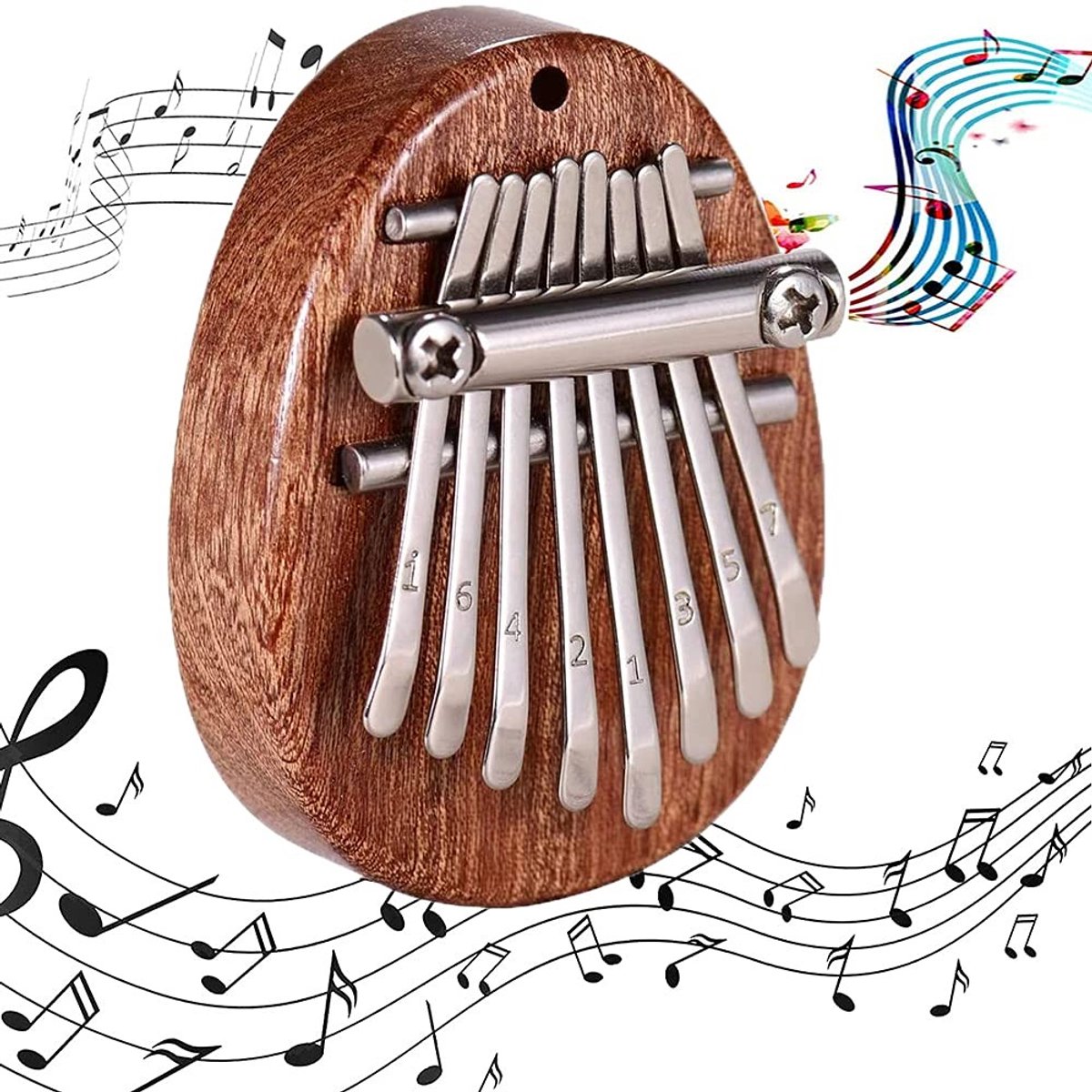 Allecto - Duimpiano - Mini Kalimba - Draagbaar en Lichtgewicht - Houten Pocket Piano - Vingerpercussie - Geschikt voor Kinderen - 8 Toetsen