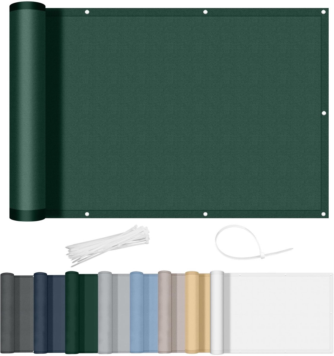Allecto - Balkonscherm - Privacybescherming - Waterdicht - Groen - Windscherm - UV-bescherming voor Balkon en Tuin - 100x600cm