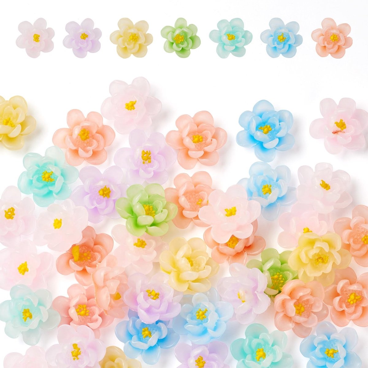Allecto - Resin Flower Cabochons - Glow in the Dark Decor - Creatieve Projecten - Versieringen - Handgemaakte Decoraties - 40 Stuks - Geschikt voor...