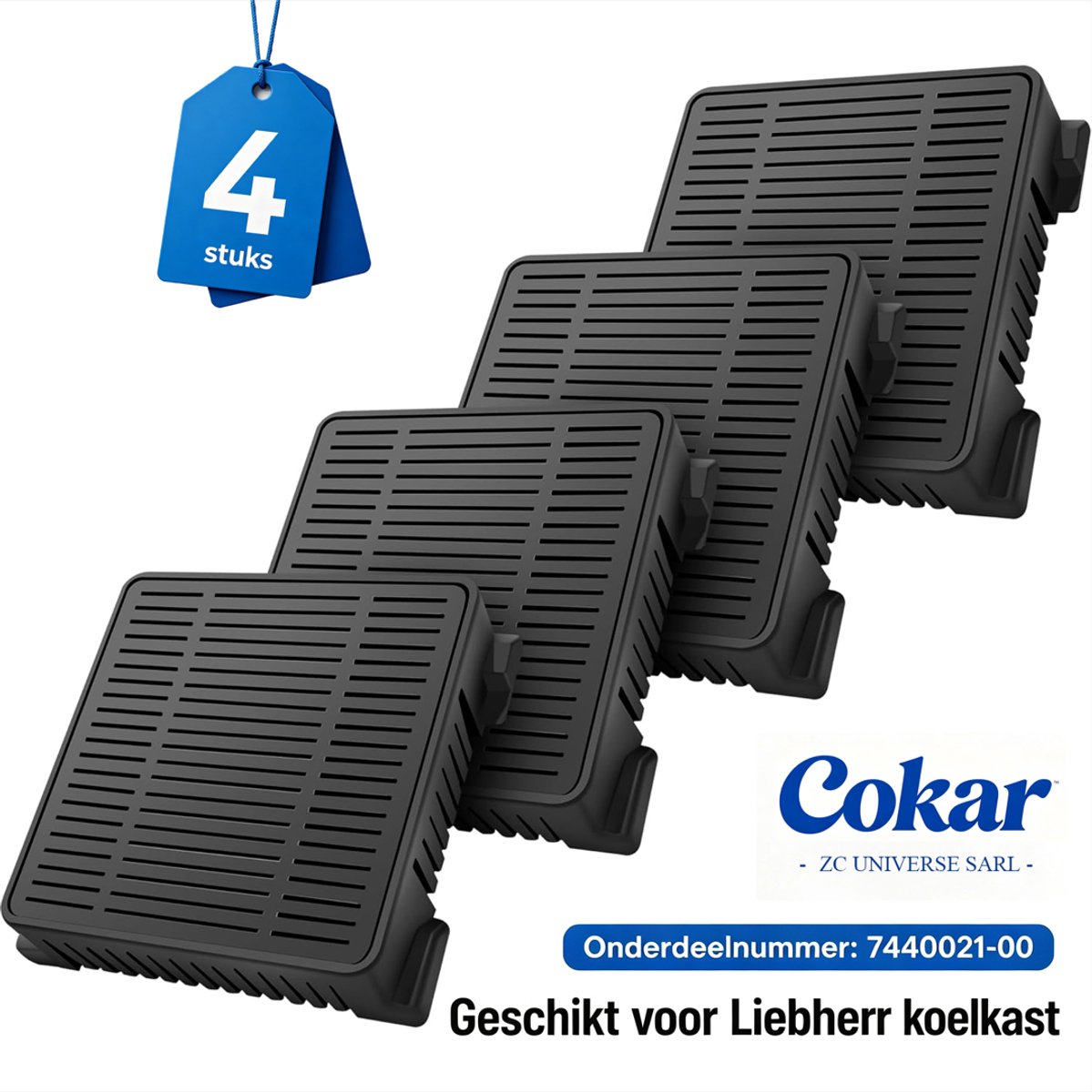 4 stuks koolstoffilters - geschikt voor Liebherr koelkast - actieve kool geurvreter - freshair koolfilter - actieve kool - Geschikt voor type 7440021-00 / 9096989 / 9882429 / 9882460 / 988246000 / 988246001 - zwart