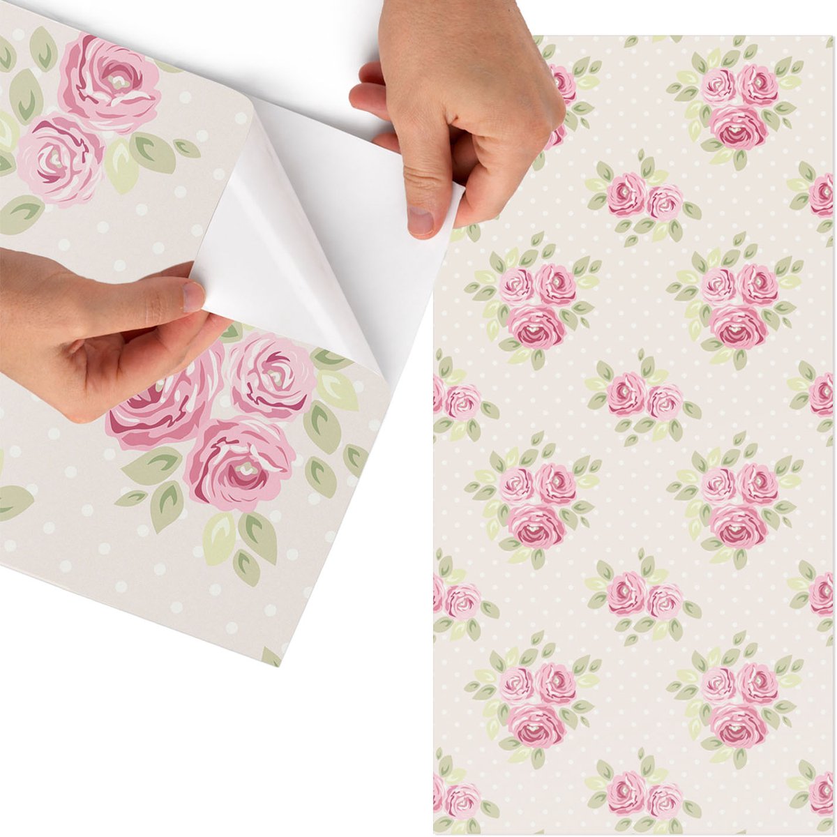 Tulup Meubelfolie - Bloemenpatroon Meubelfolie Zelfklevend - 50x100 cm - Roze Meubelfolie - Decoratiefolie Zelfklevend - Vintage Meubelfolie - Meubelfolie Zelfklevend - Badkamer decoratie - Bloemen en planten
