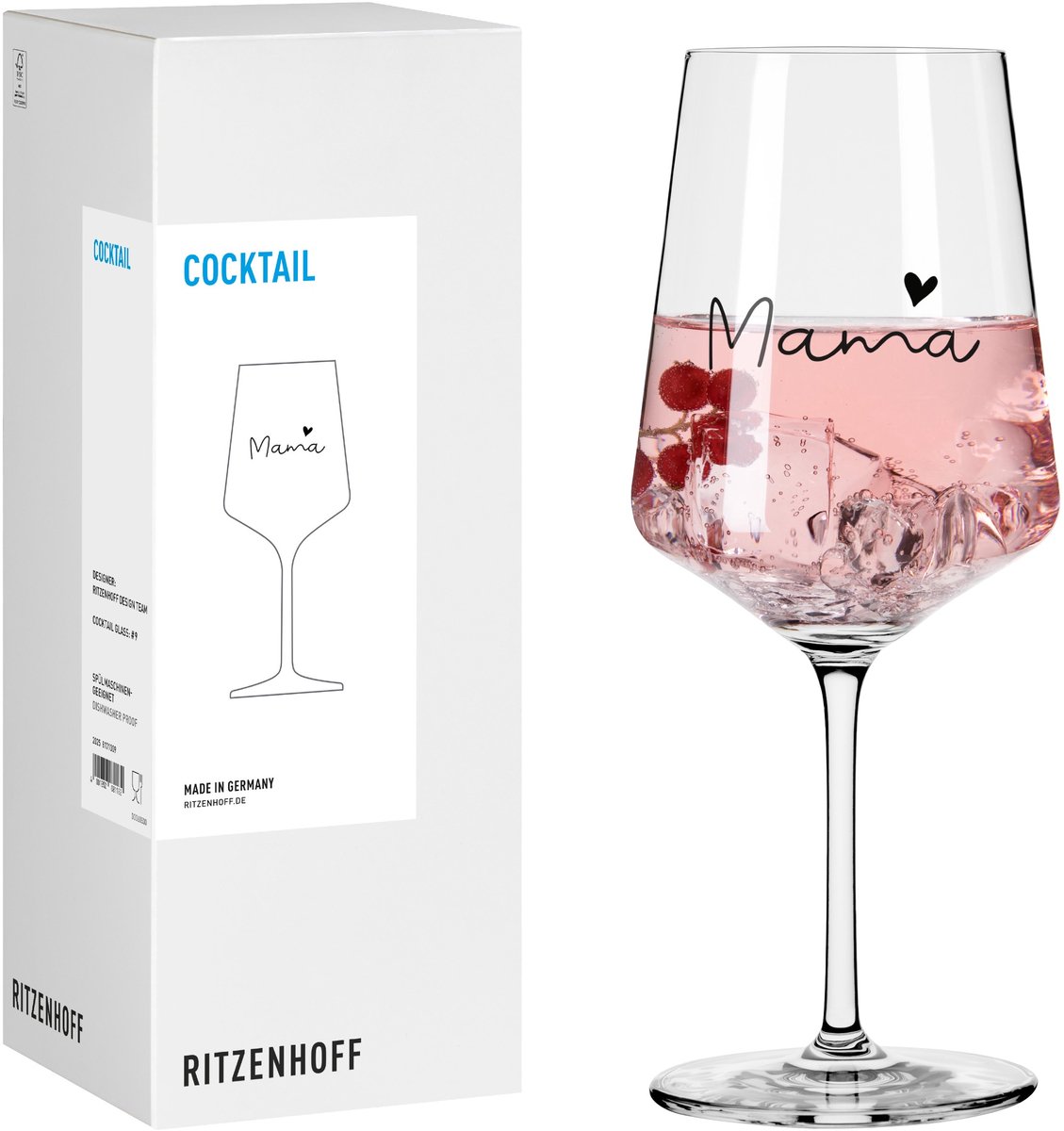 Ritzenhoff Cocktailglas - Mama - Kristalglas - 544 ml - Voor Gin-Tonic, Aperol Spritz, Wijn en Meer - Geschikt voor de Vaatwasser - Verjaardag Cadeau Mama, Moeder - Origineel Moederdag Cadeau - Made in Germany