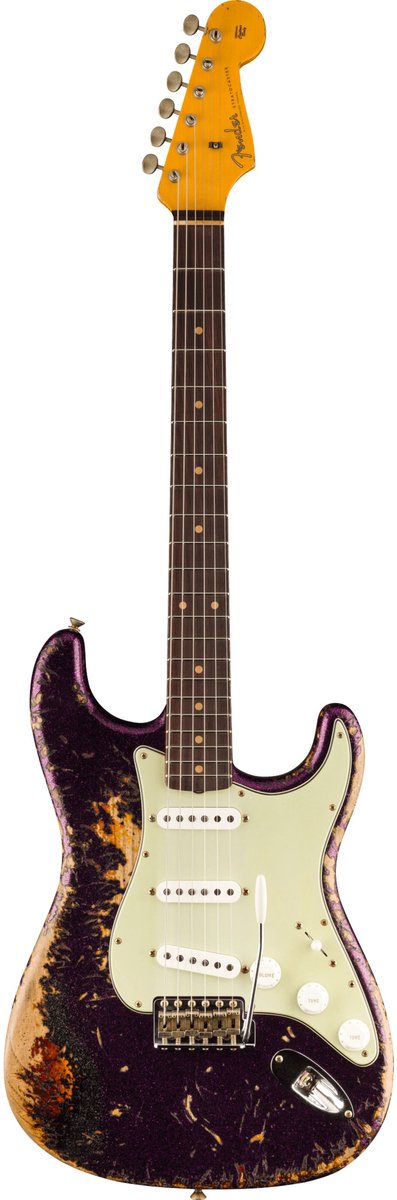 Fender 1961 Stratocaster SHRL RW Aged Magenta Sparkle over 3-Color Sunburst - Custom elektrische gitaar