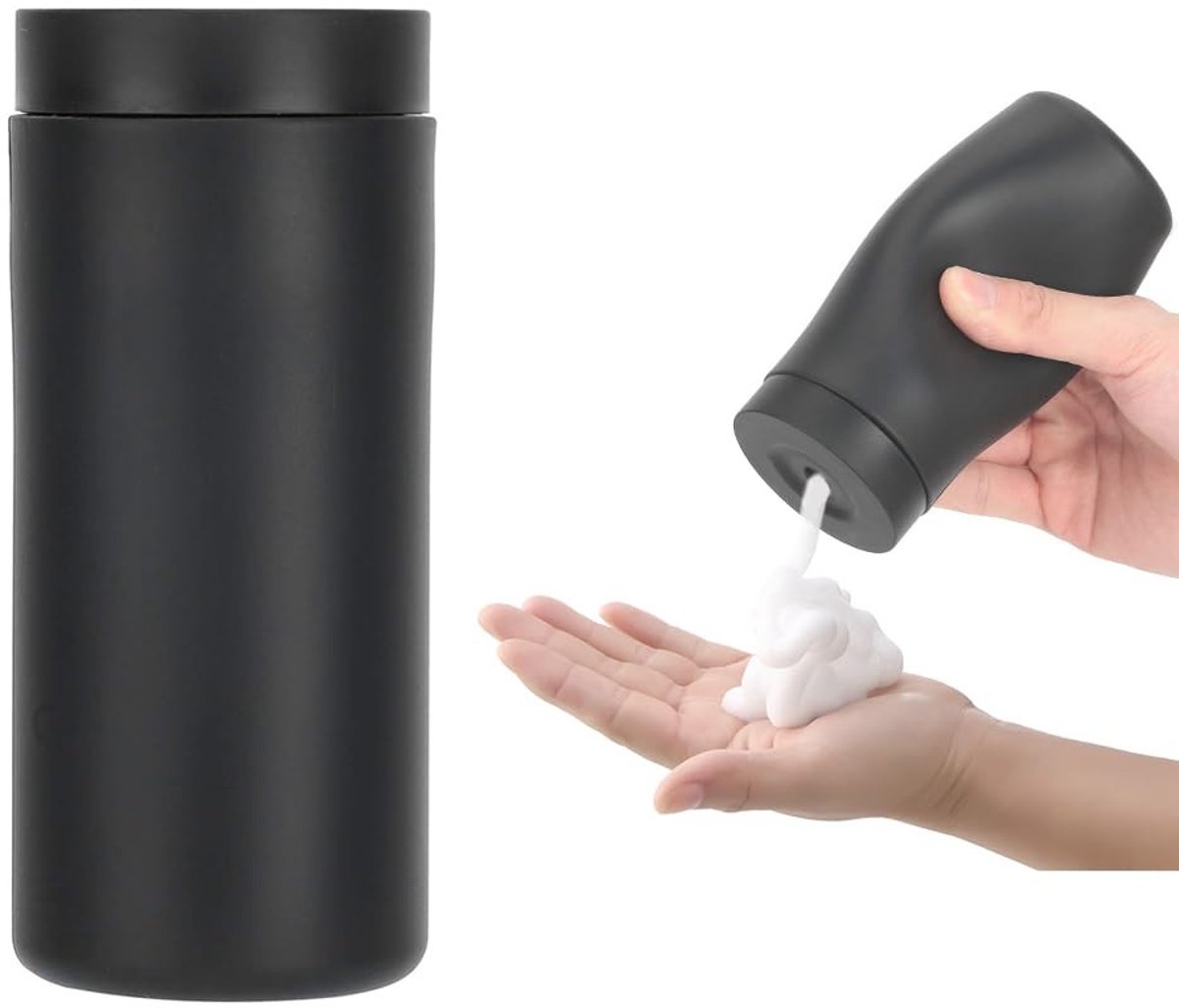 Allecto - Herbruikbare Zeepdispenser - Silicone Squeeze Dispenser - Handig voor Keuken en Badkamer - 240ml - Stijlvol en Functioneel - Zwart - Gema...
