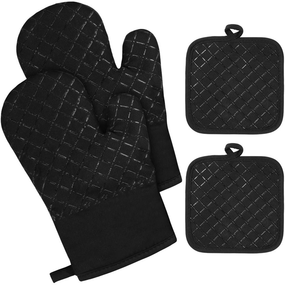Allecto - Ovenwanten - Hittebestendig - Ideaal voor barbecue - Stripes - Non-slip kookhandschoenen - Voor koken en bakken - Katoen en silicone