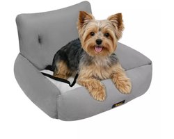 Autozitje voor Hond met Gordelbevestiging en Kussen - Grijs - Hondenautostoel