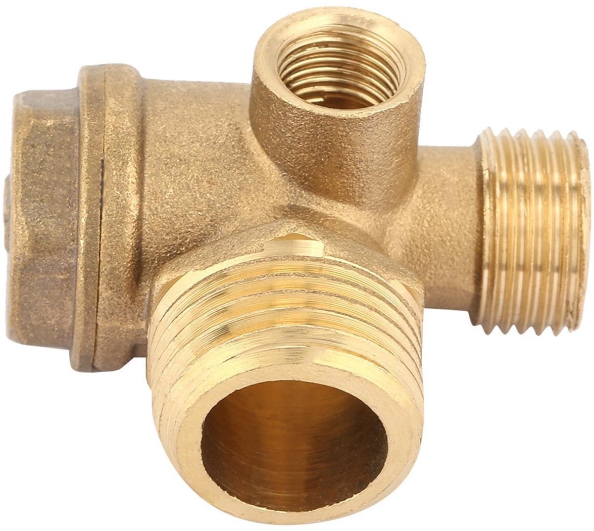 Allecto - Messing Terugslagklep voor Luchtcompressor - Eenvoudig te installeren - 3 Weg - Hoge druk verbinding - 10x16x20mm - Geschikt voor compres...