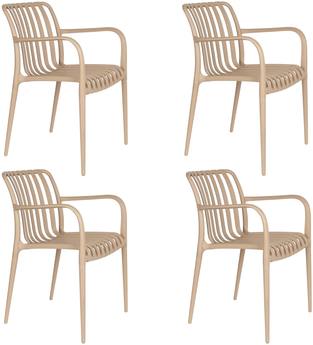 Housecraft Living Amae Tuinstoel Armleuning Kunststof Beige - Set van 4