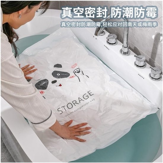Vacuüm opbergtas - Compressiezak kleding - Ruimte besparen - Tot 80% volume reductie - 50 x 70 cm - Groen — afbeelding 3